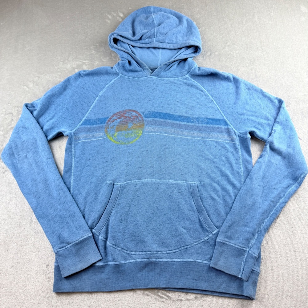 Lucky Brand Women's Medium Blue Graphic Hoodie Pullover Sweatshirt 7M70953